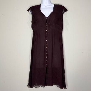Susana Monaco chocolate brown silk cap-sleeved dress, size 4